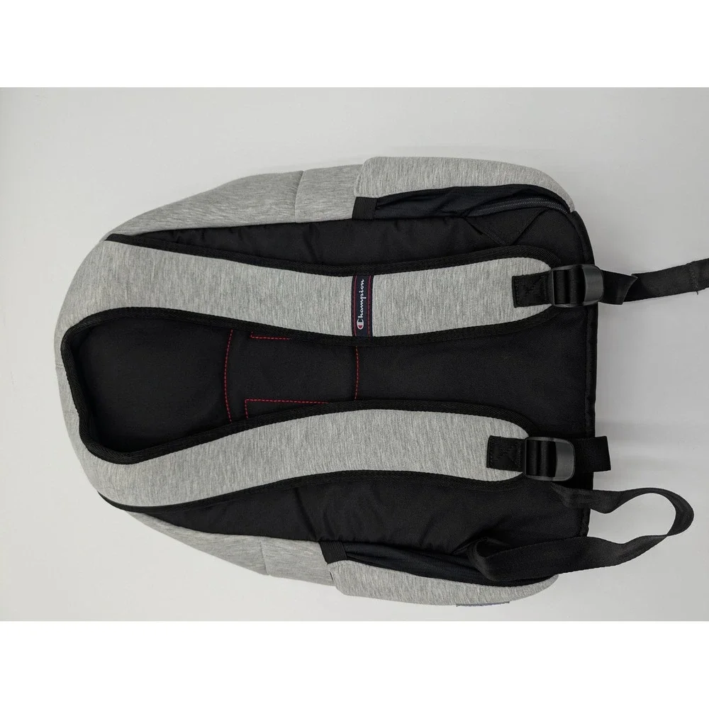 Champion Backpack Gray Jersey Knit Logo School Travel Bag One Size